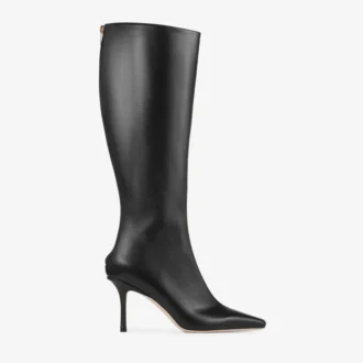 Agathe Kniestiefel 85 Schwarze Kniestiefel aus Kalbsleder