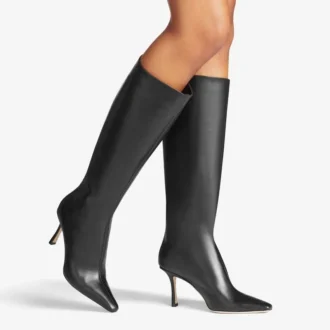 Agathe Kniestiefel 85 Schwarze Kniestiefel aus Kalbsleder