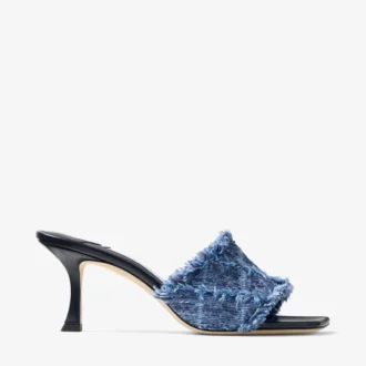 Alexia 70 Sandalen aus Denim mit Kreuzmuster