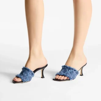 Alexia 70 Sandalen aus Denim mit Kreuzmuster