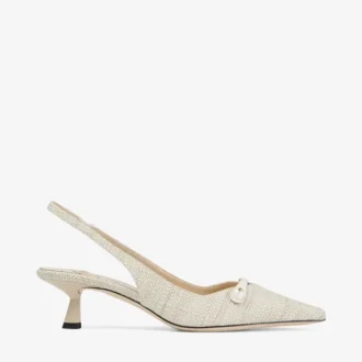 Amita 45 Slingbacks aus natürlicher, feiner Raffia
