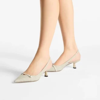Amita 45 Slingbacks aus natürlicher, feiner Raffia