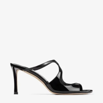 Anise 75 Mules aus schwarzem Lackleder