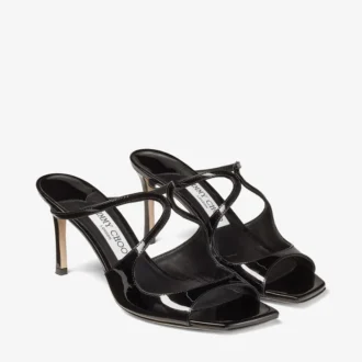 Anise 75 Mules aus schwarzem Lackleder