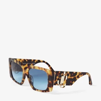 Ariana Gelb-Havanna-Sonnenbrille mit quadratischem Rahmen