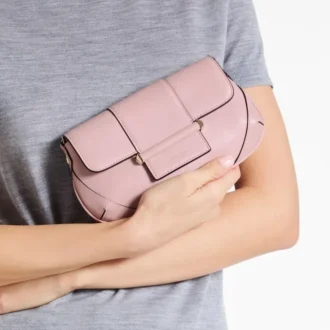 Bar-Geldbörse mit Kette Geldbörse aus rosa Biker-Leder mit Kette