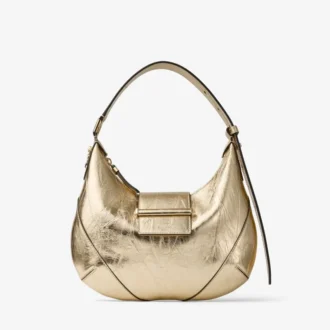Bar Hobo Small Gold Vintage Metallic Leder-Umhängetasche