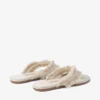 Bay Flat Sandalen aus mandelfarbenem, ausgefranstem, meliertem Canvas