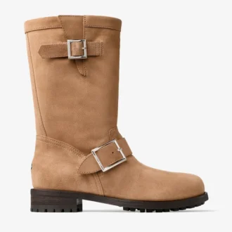 Biker Mid Toffee-Veloursleder-Stiefeletten