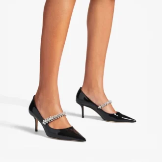 Bing Pumps 65 Pumps aus schwarzem Lackleder mit Kristallen