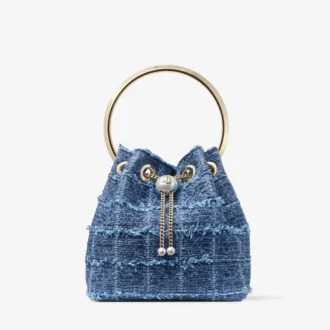 Bon Bon Beuteltasche aus Denim mit Kreuzmuster