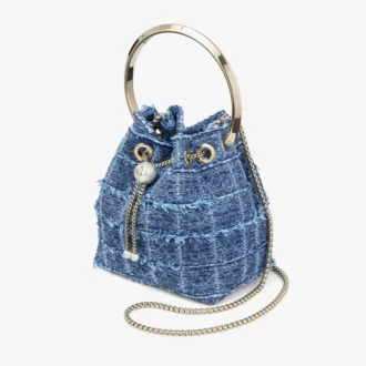 Bon Bon Beuteltasche aus Denim mit Kreuzmuster