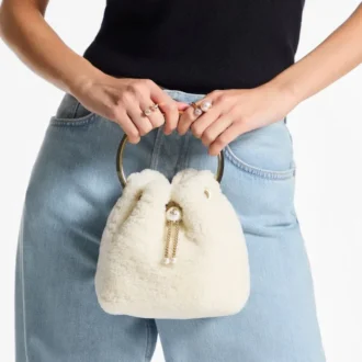 Bon Bon Natural Beuteltasche mit Metallgriff