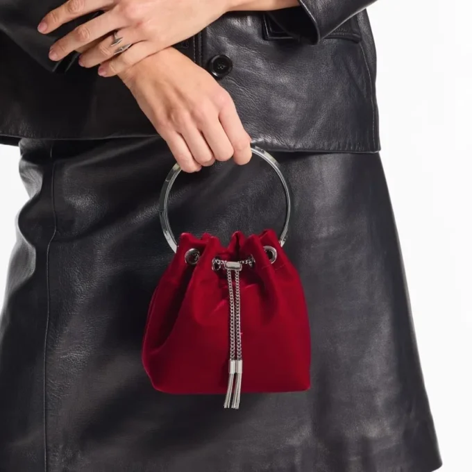 Bon Bon-Tasche aus rubinrotem Samt