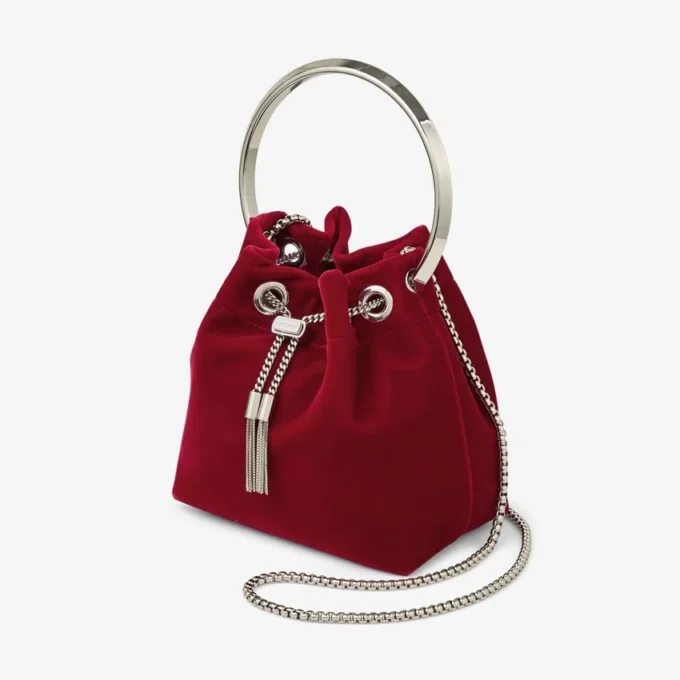 Bon Bon-Tasche aus rubinrotem Samt