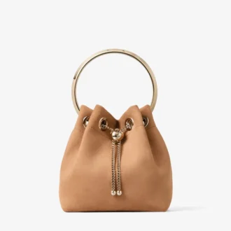 Bon Bon Toffee-Wildledertasche mit Metallkugelverschluss