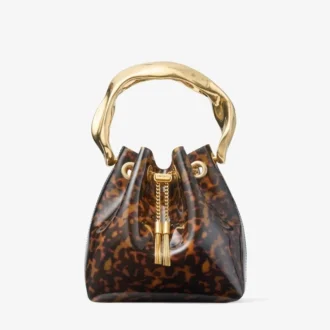 Bon Bon Transparente Bucket Bag in Schildpattoptik mit geformtem Griff