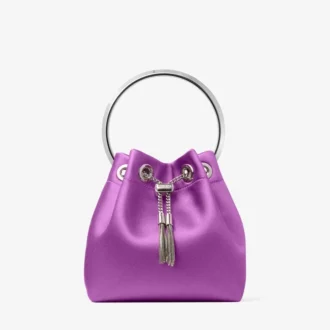 Bon Bon Violet Orchid Satin-Handtasche mit Metallarmband