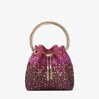Bon Bon Winter Bloom und Violet Orchid Satin-Tasche mit Kristallen