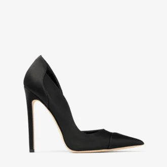 Brigitte 120 Pumps aus schwarzem Satin