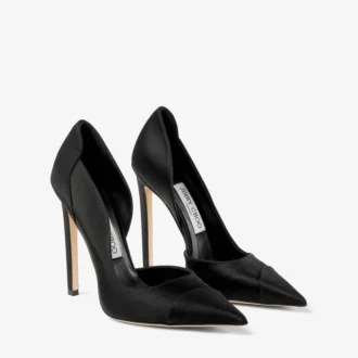Brigitte 120 Pumps aus schwarzem Satin