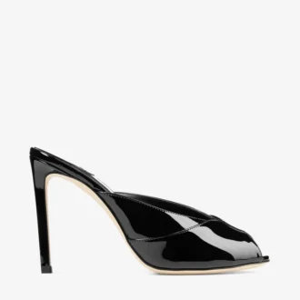 Brigitte Mule 100 – Schwarze Lackleder-Pantoletten