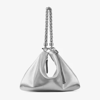 Callie Clutch aus silbernem Metallic-Leder