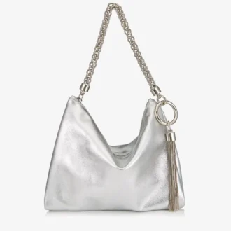Callie Clutch aus silbernem Metallic-Leder