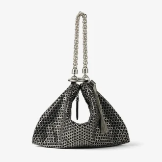 Callie Clutch aus Wildleder mit schwarzem Diamond-Motiv und Kristall-Hotfix