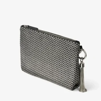 Callie Clutch aus Wildleder mit schwarzem Diamond-Motiv und Kristall-Hotfix