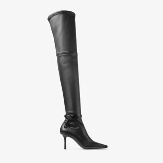 Camie Overknee-Stiefel aus schwarzem Stretch-Nappa und Spazzolato-Leder