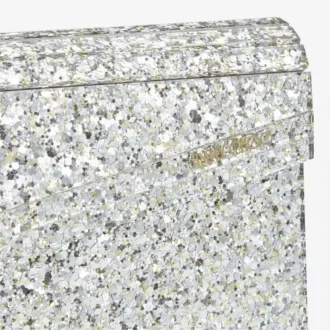 Candy Champagne Clutch aus Acryl mit grobem Glitzer
