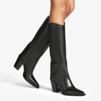 Cece 80 Stiefel aus weichem schwarzem Kalbsleder