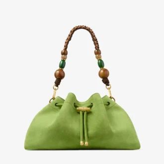 Cinch Medium Clover Schultertasche aus Wildleder mit geflochtenem Perlenriemen