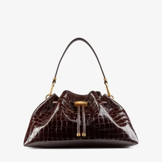 Cinch Medium Sambuco Schultertasche aus Leder mit Krokodilprägung