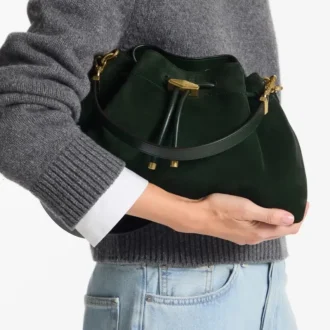 Cinch Medium Schultertasche aus britisch-grünem Wildleder