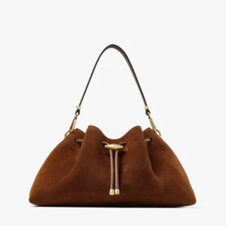 Cinch Medium Schultertasche aus hellbraunem Wildleder