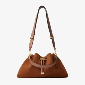 Cinch Medium Schultertasche aus hellbraunem Wildleder