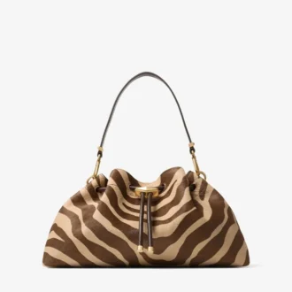 Cinch Medium Schultertasche aus Ponyfell mit natürlichem Zebradruck