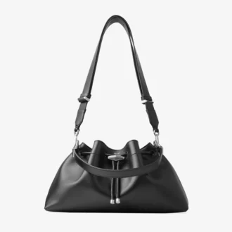 Cinch Medium Schwarze Leder-Umhängetasche
