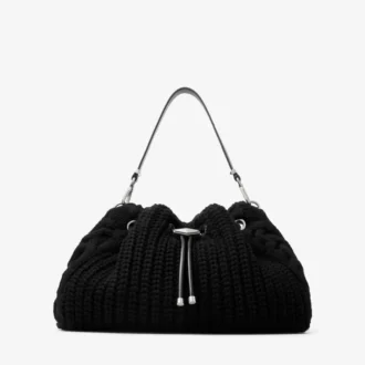 Cinch Medium Schwarze Schultertasche aus gestrickter Wolle