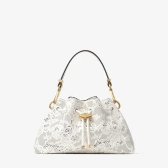 Cinch Small Latte Schultertasche aus perforiertem Spitzenleder