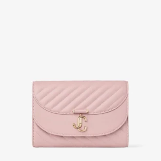 Curve Clutch – Clutch-Tasche aus gestepptem Biker-Leder in Rosa