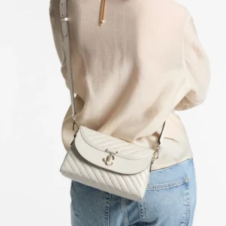 Curve Top Handle Latte Gesteppte Nappaleder-Handtasche mit Perlenverzierung