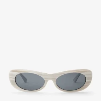 Danny – Weiße gestreifte ovale Sonnenbrille