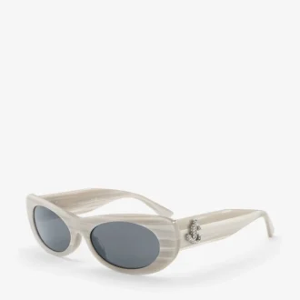 Danny – Weiße gestreifte ovale Sonnenbrille