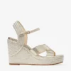 Dellena 100 Keilsandalen aus champagnerfarbenem Nappaleder mit metallischem Seilfaden