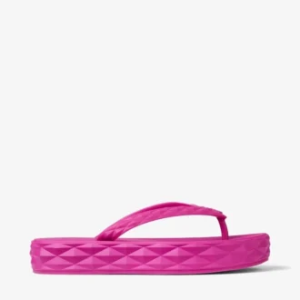 Diamond Flip-Flops in Fuchsia, flache Schuhe aus Gummi