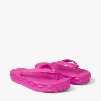 Diamond Flip-Flops in Fuchsia, flache Schuhe aus Gummi