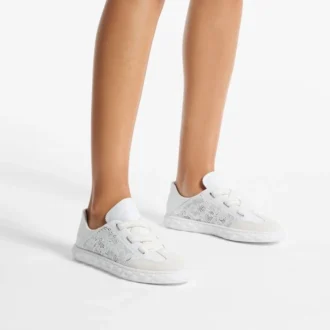 Diamond Light Flex F Low-Top-Sneaker aus weißem Ledermix und perforiertem Leder mit Schnürung
